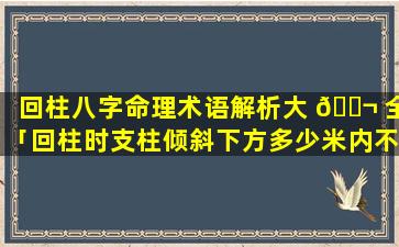 回柱八字命理术语解析大 🐬 全「回柱时支柱倾斜下方多少米内不准有人」